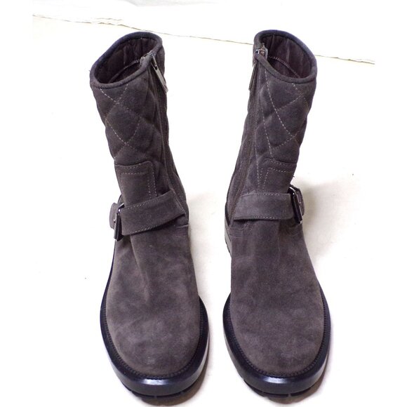 🆕 AQUATALIA Moto Quilted Suede Ankle Boot Bootie 7 Gray - Picture 3 of 8